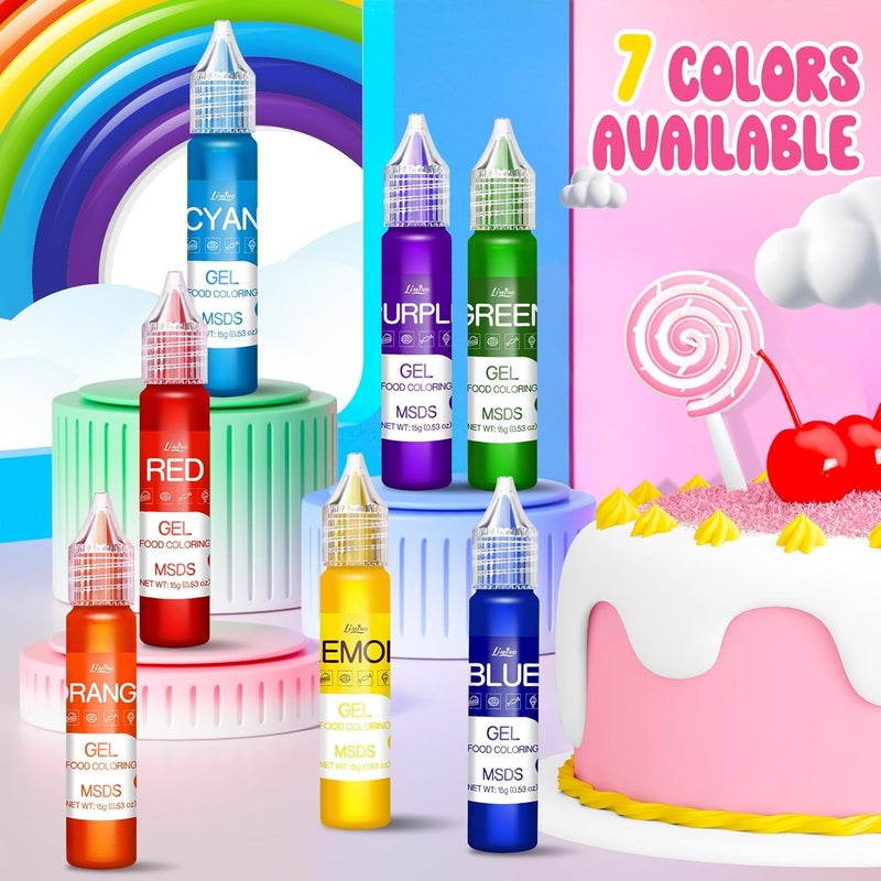 Limino Gel Food Coloring - Rainbow Edible Gel Food Color Dye Set (7 x 15g) for Baking and Crafts - Image 4
